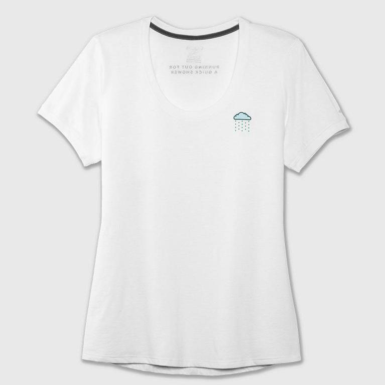 Brooks Run Happy Graphic Hardloopshirt voor Dames Wit (VNMKL-3975)